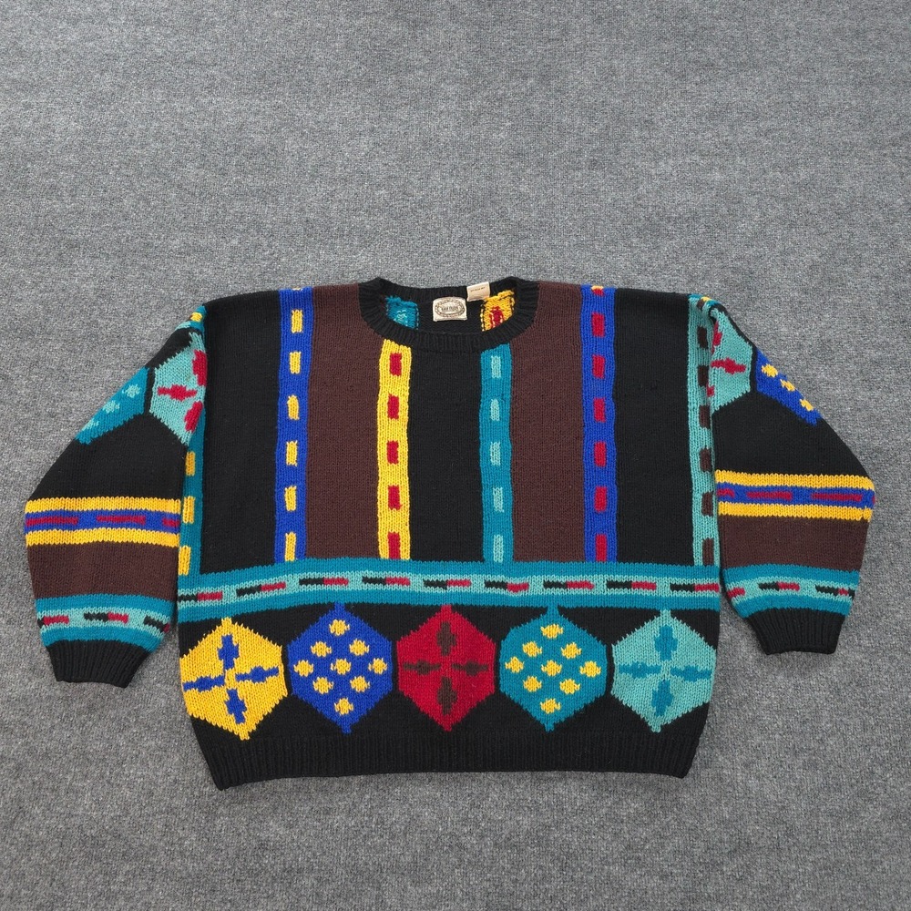 Vintage River Trader Sweater Womens M Oversized‎ Shetland Wool Abstract Chunky